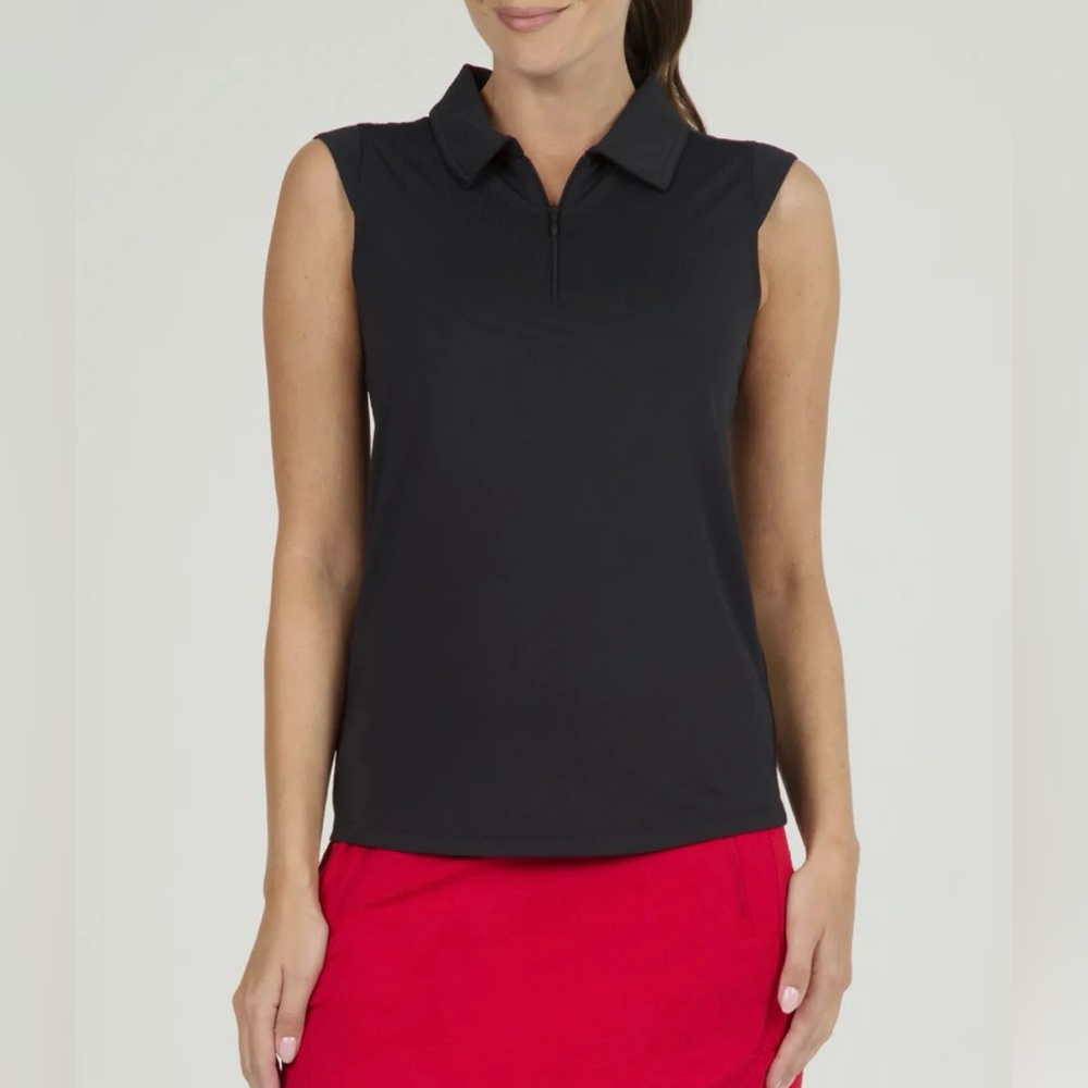 Two IBKUL Short Sleeve, Half-zip Women’s golf shirt - Black Large & White Medium
